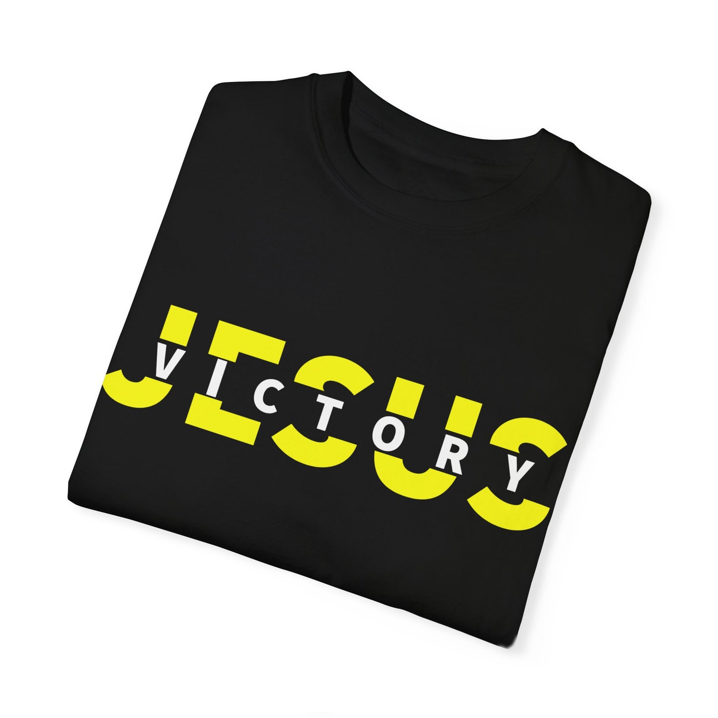 Black Neon Yellow Victory in Jesus Unisex Garment-Dyed T-shirt