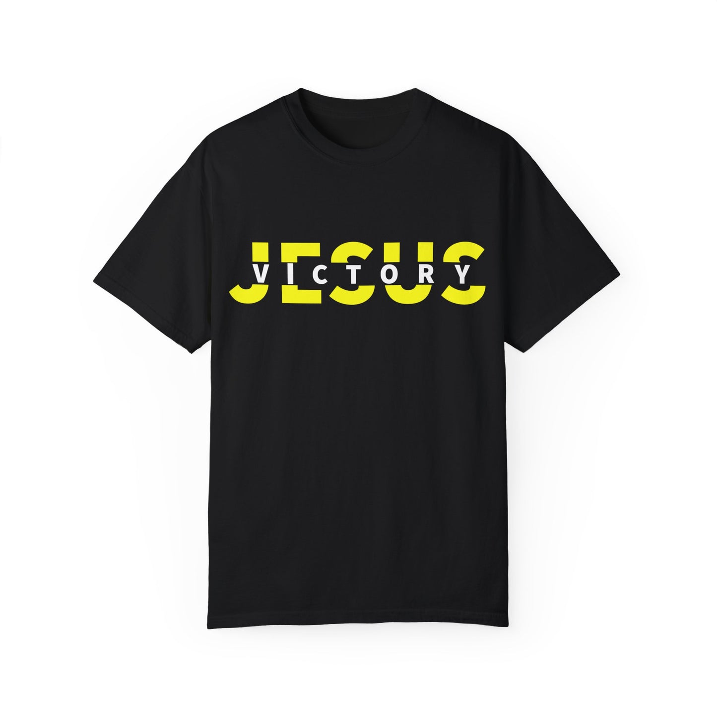 Black Neon Yellow Victory in Jesus Unisex Garment-Dyed T-shirt